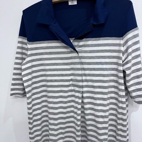LACOSTE stripe gray and white with navy colar size 40 - Picture 10 of 10